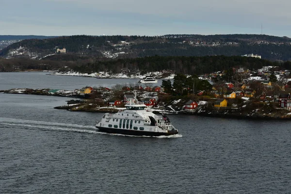 Ferry Dans Fjord Oslo Norvège Scandinavia Europe Photo Haute Qualité — Photo