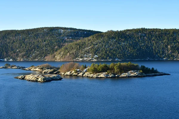 Oslo Fjord Słoneczny Dzień Panoramiczne Widoki Wysokiej Jakości Zdjęcie — Zdjęcie stockowe