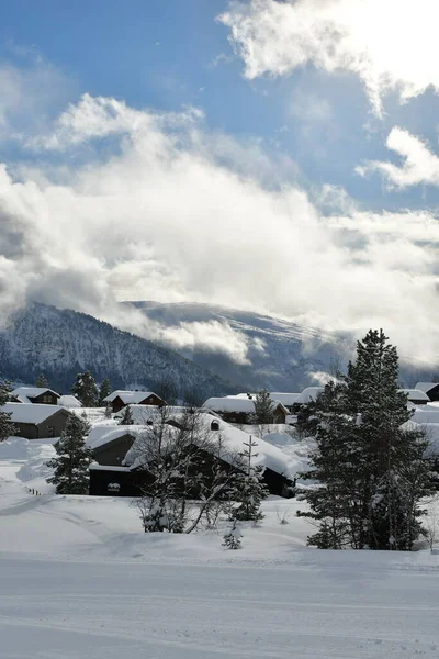 多云的日子里 冬季村庄的景观 诺威角 高质量的照片 — 图库照片