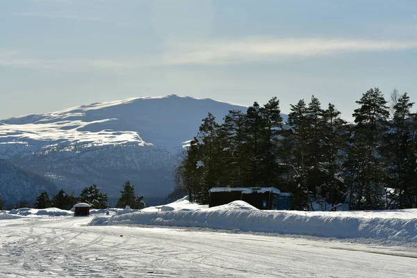 Χειμερινό Χωριό Θαύμα Ηλιόλουστη Hornindal Σκανδιναβία Norway Υψηλής Ποιότητας Φωτογραφία — Φωτογραφία Αρχείου