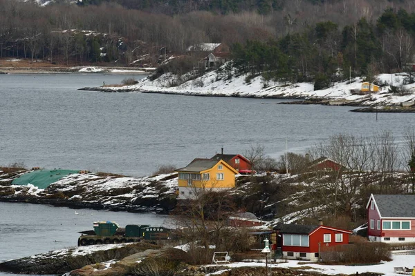 Oslo Strony Wody Zimą Szczegóły Zimie Skandynawskiej Norwegii Wysokiej Jakości — Zdjęcie stockowe