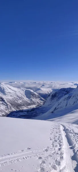 Σκι Πλαγιές Σκι Κορυφή Touring Ανάβαση Δωρεάν Περιήγηση Υψηλής Ποιότητας — Φωτογραφία Αρχείου