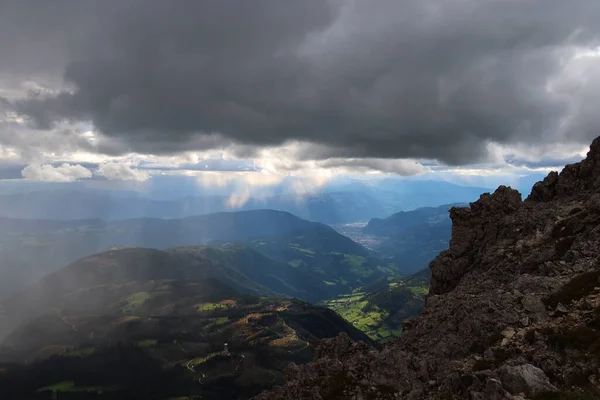 Slecht Weer Alpine Sport Panoramisch Uitzicht Klimmen Buiten Europa Hoge — Stockfoto