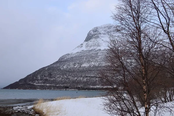 Fjord Norsku Zimní Mraky Chladné Tmy Kvalitní Fotografie — Stock fotografie