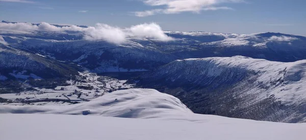 Neve Paesaggio Invernale Con Cielo Blu Norway Foto Alta Qualità — Foto Stock
