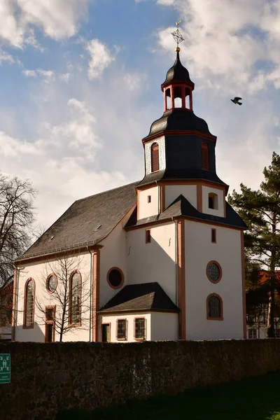 German Village Gundernhausen Daytime Clouds Church High Quality Photo — Stock Photo, Image