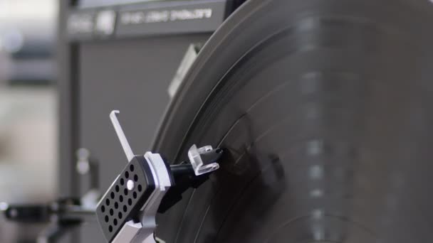 Vinyl Player Detail Jehla Start Stop Retro Vysoce Kvalitní Záběry — Stock video