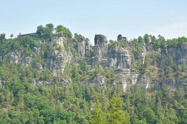 サクソンスイスドイツのパノラマビューで森林の丘 高品質の写真 — ストック写真