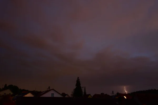 Fulmine Colpisce Terra Sfondo Germania Foto Alta Qualità — Foto Stock
