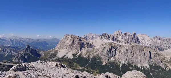 Alpejskie Dolomity Panoramiczne Letnie Piękne Tło Skała Wysokiej Jakości Zdjęcie — Zdjęcie stockowe