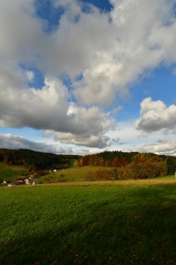 Alman Ormanı Odenwald 'da sonbahar çayırı. Yüksek kalite fotoğraf