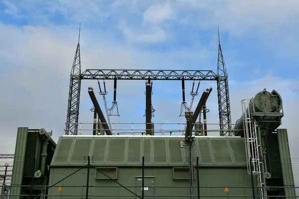 electricity station transformer substation energy power distribution high Voltage. High quality photo