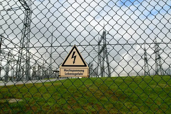 Danger high voltage sign ummspannwerk substation transformator . High quality photo
