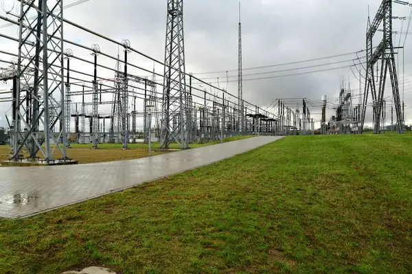 electricity station transformer substation energy power distribution high Voltage. High quality photo