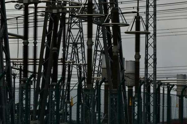 Villamosenergia Állomás Transzformátor Alállomás Energiaelosztó Nagyfeszültségű Kiváló Minőségű Fénykép Stock Kép