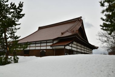 Kışın Iwanai Tapınağı hokkaido Japonya. Yüksek kalite fotoğraf