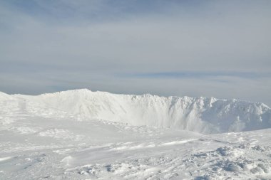 Kış Hokkaido 'daki Yotei Volkan Krateri Japonya Kayak Turu. Yüksek kalite fotoğraf