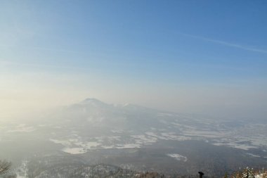 Mt Yotei Vulcano panoramic views winter ascent ski touring Hokkaido Japan. High quality photo clipart