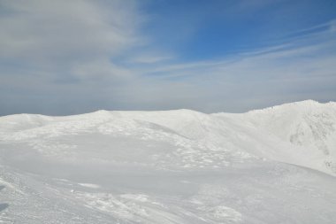 Kış Hokkaido 'daki Yotei Volkan Krateri Japonya Kayak Turu. Yüksek kalite fotoğraf