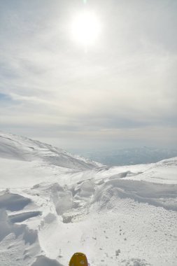 Mt Yotei Vulcano panoramic views winter ascent ski touring Hokkaido Japan. High quality photo clipart