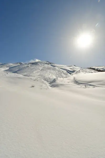 Winterlandschap Van Hokkaido Japan Buurt Van Biei Sneeuw Koude Ski Stockfoto