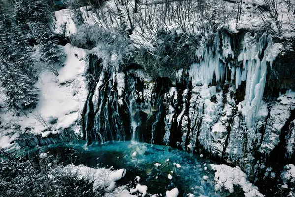 stock image Blue River White Snow contrast background Biei Japan nature cold water winter. High quality photo