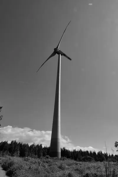 Yel değirmeni rüzgar türbini elektrik enerji parkı ekolojisi yenilenebilir. Yüksek kalite fotoğraf