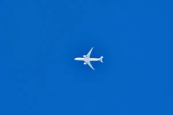 stock image Jet on Blue Sky Background FRA Airplane Aviation. High quality photo