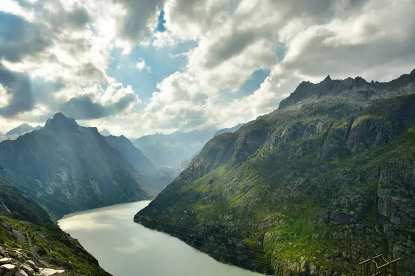 stock image alpine panorama Grimsel Pass Swizerland Bckground Light Summer . High quality photo