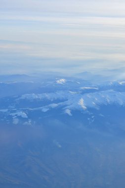 Bulutlar Bulutlu Uçak Pencere Görünümü Gökyüzü Uzay Dünyası. Yüksek kalite fotoğraf