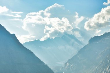 alpine panorama Grimsel Pass Swizerland Bckground Light Summer . High quality photo clipart