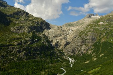 Alp Yolu Grimsel Geçidi Alpleri Avrupa Furkapass dağ manzarasına sahiptir. Yüksek kalite fotoğraf