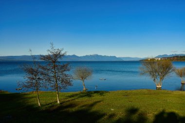 Pucon Şili Patagonya Panorama 'dan Villarrica Vulcano. Yüksek kalite fotoğraf