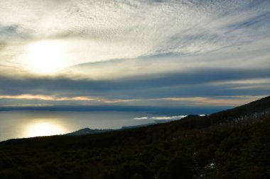 Teskie Yolu Günbatımı Tatil Seyahati 'nden osorno volkan manzarası. Yüksek kalite fotoğraf