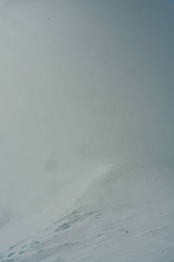 Puyehue Zirvesi 'nin kış manzarası kar fırtınası rüzgarı gibi. Yüksek kalite fotoğraf
