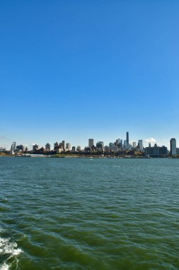 Bay Ferry Skyline feribot manzaralı New York şehri. Yüksek kalite fotoğraf