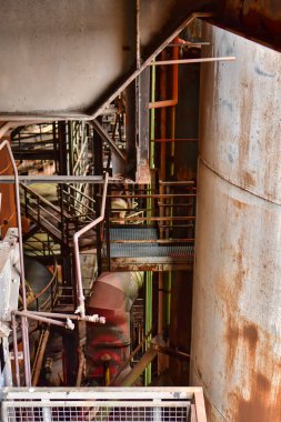 Dünya Mirası Voelklinger Huette Demir Fabrikası tarihi çelik fabrikası. Yüksek kalite fotoğraf