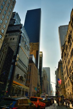 New York 'un sokak manzarası, mimari, trafik, Manhattan. Yüksek kalite fotoğraf