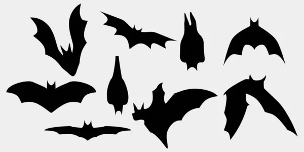 Vetor Silhueta Morcego Preto Branco Eps10 —  Vetores de Stock