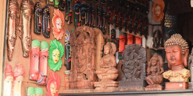 Shop has a collection buddha and other Indian cultural mini statues found in Kodaikanal, Tamil Nadu clipart