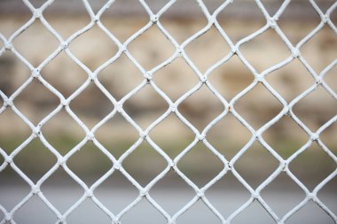 White metal wire in cubes as a net or fence