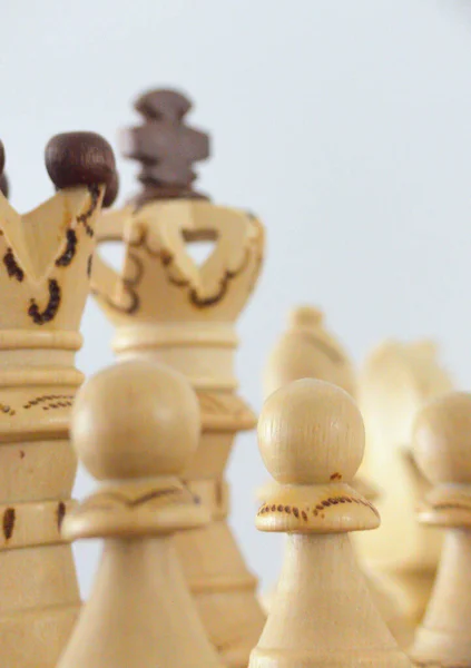 Schaken Strategie Tactiek Spel Set Van Stukken Dambord Koning Koningin — Stockfoto