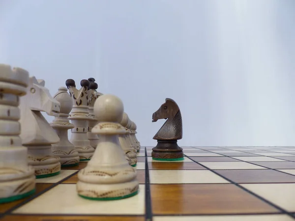 Šachy Strategie Taktika Sada Figurek Šachovnic King Queen Bishop Knight — Stock fotografie