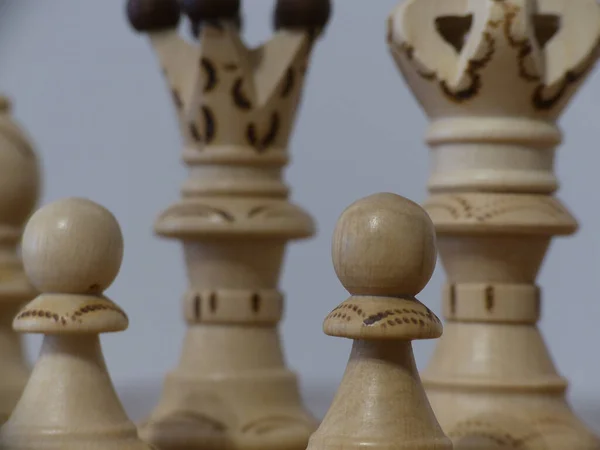 国际象棋 策略和战术游戏 一套棋子和棋盘 — 图库照片