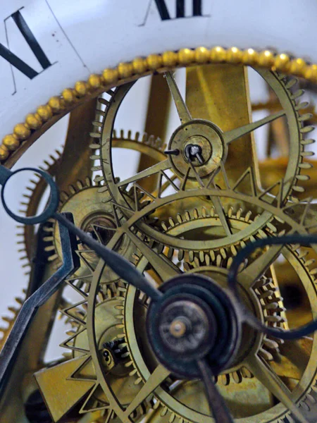 Equipamento Para Medir Tempo Mecanicamente Com Ajuda Engrenagens Relógio Pêndulo — Fotografia de Stock