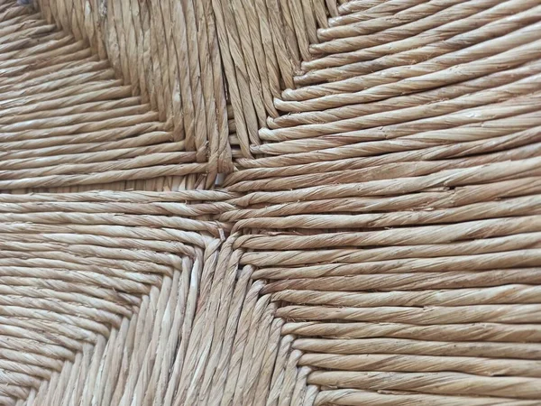 Textured woven straw background in a chair seat