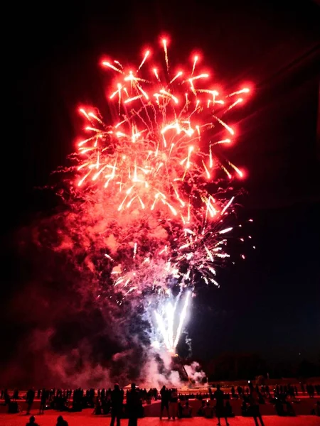 Lille Francia Luglio 2018 Fuochi Artificio Notte Festa Nazionale — Foto Stock