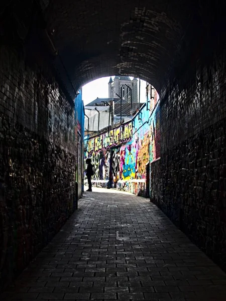Bezoek Aan Prachtige Stad Gent België Met Kasteel Chruch Graffiti — Stockfoto