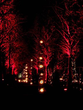 Oignies, Fransa - 02 Aralık 2022 - Saint Barbara Havai fişek Festivali - madenciler, itfaiyeciler ve havai fişekçiler festivali. Eski bir maden binasında organize edilmiş.