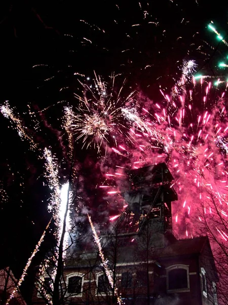 Oignies France 2022 바바라의 불꽃놀이 Saint Barbaras Day Fireworks Festival — 스톡 사진